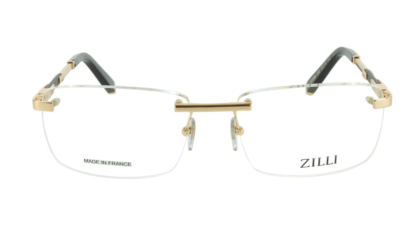 ZILLI Eyeglasses Frame Titanium Leather Acetate Gold France Made ZI 60028 C02 - Frame Bay