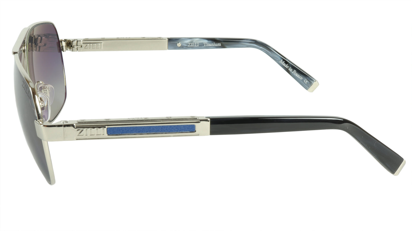 ZILLI Sunglasses Titanium Acetate Leather Polarized France Handmade ZI 65035 C03 - Frame Bay