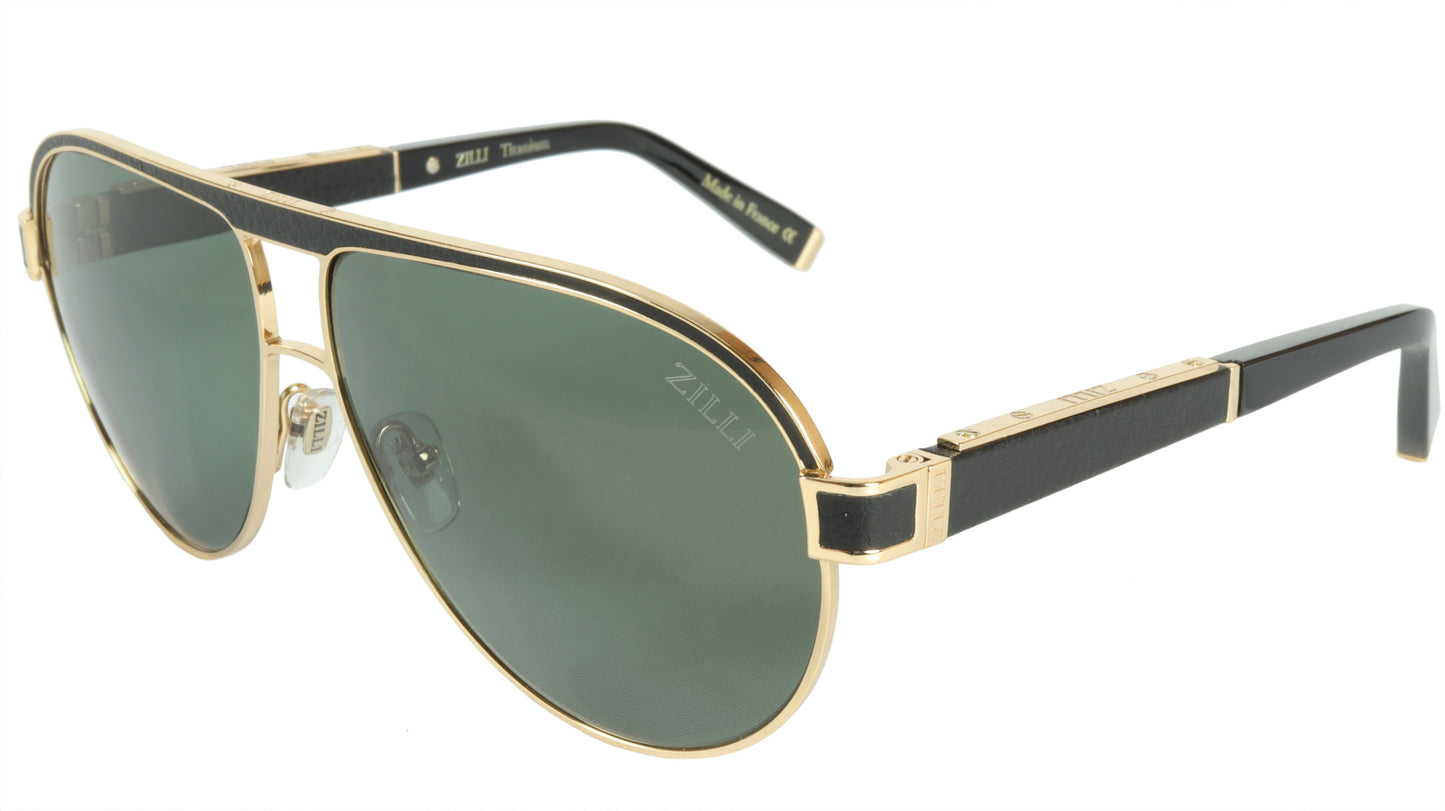 ZILLI Sunglasses Titanium Acetate Leather Polarized France Handmade ZI 65031 C01 - Frame Bay