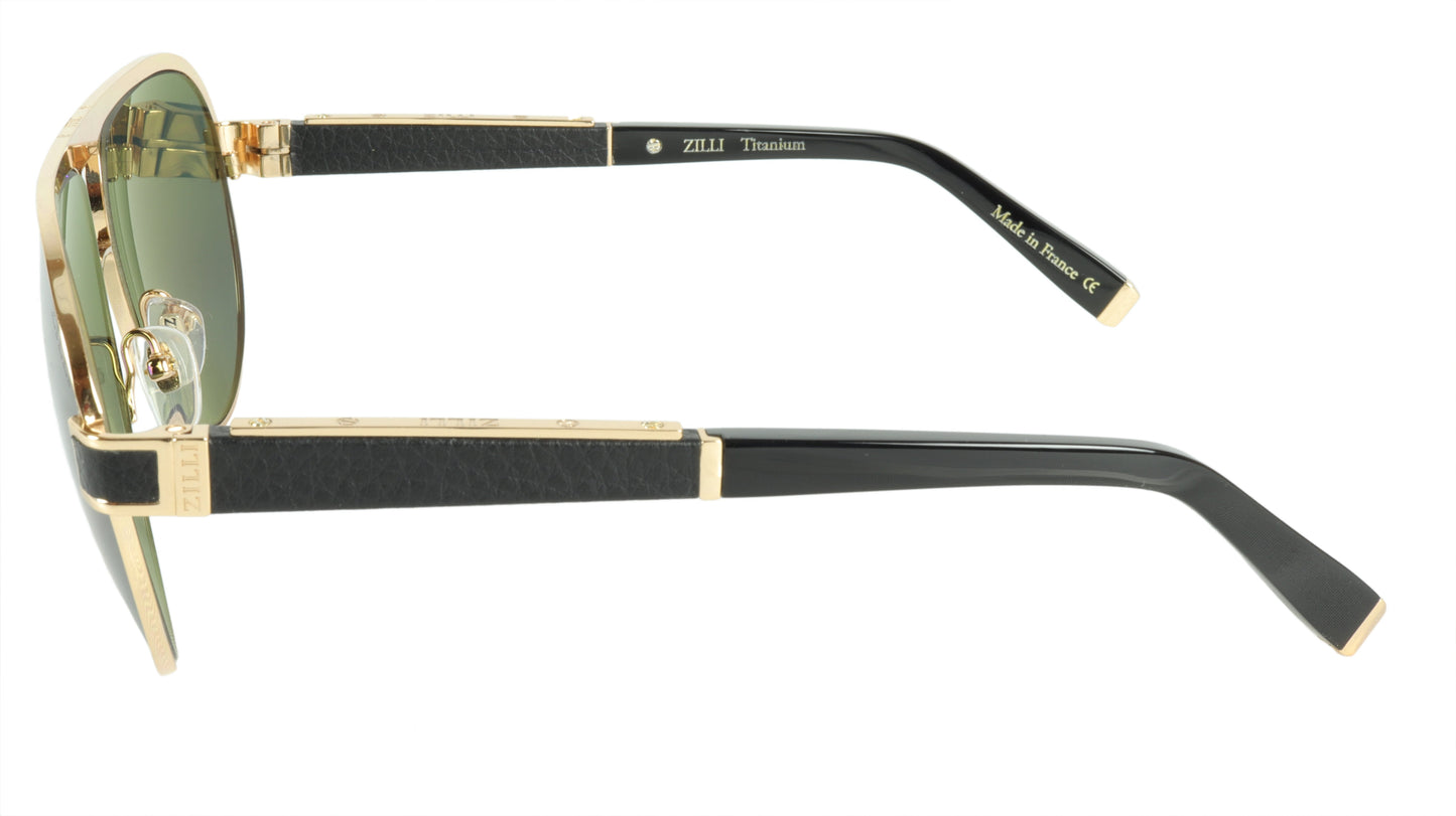 ZILLI Sunglasses Titanium Acetate Leather Polarized France Handmade ZI 65031 C01 - Frame Bay
