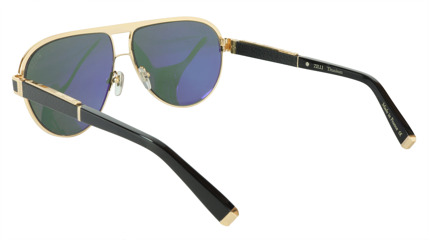 ZILLI Sunglasses Titanium Acetate Leather Polarized France Handmade ZI 65031 C01 - Frame Bay