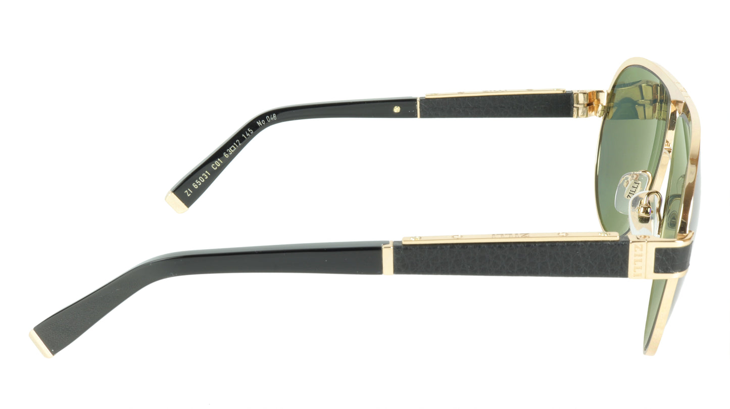 ZILLI Sunglasses Titanium Acetate Leather Polarized France Handmade ZI 65031 C01 - Frame Bay