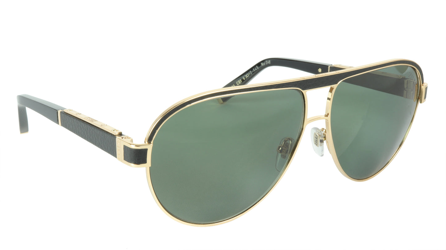 ZILLI Sunglasses Titanium Acetate Leather Polarized France Handmade ZI 65031 C01 - Frame Bay