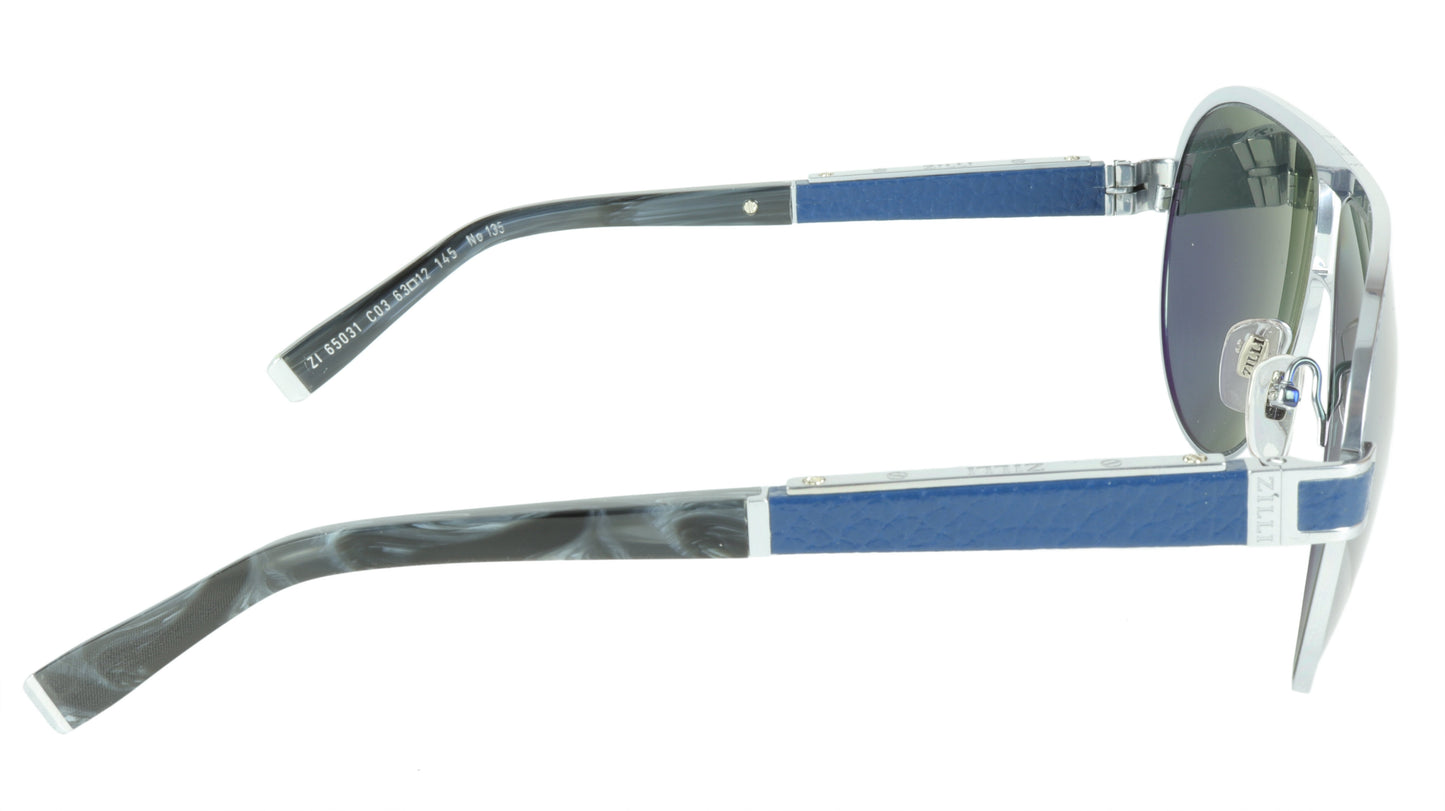 ZILLI Sunglasses Titanium Acetate Leather Polarized France Handmade ZI 65031 C03 - Frame Bay
