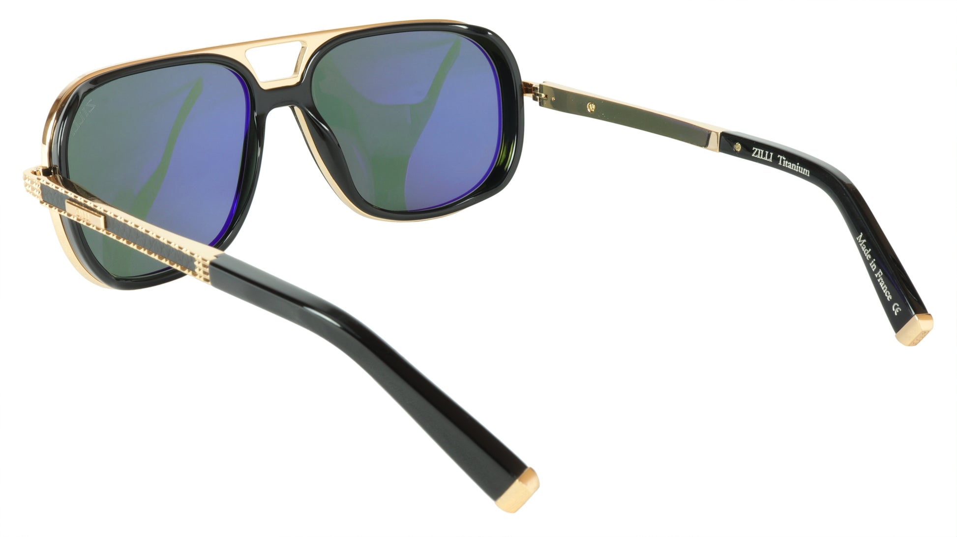 ZILLI Sunglasses Titanium Acetate Leather Polarized France Handmade ZI 65026 C01 - Frame Bay