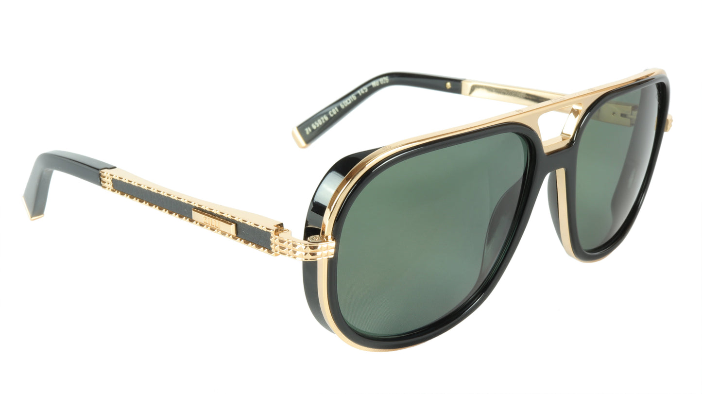 ZILLI Sunglasses Titanium Acetate Leather Polarized France Handmade ZI 65026 C01 - Frame Bay