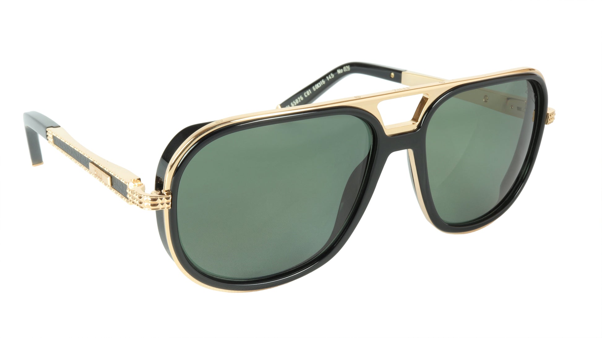 ZILLI Sunglasses Titanium Acetate Leather Polarized France Handmade ZI 65026 C01 - Frame Bay