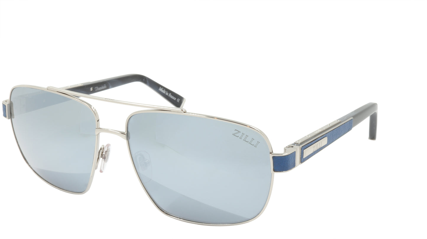 ZILLI Sunglasses Titanium Acetate Leather Polarized France Handmade ZI 65034 C03