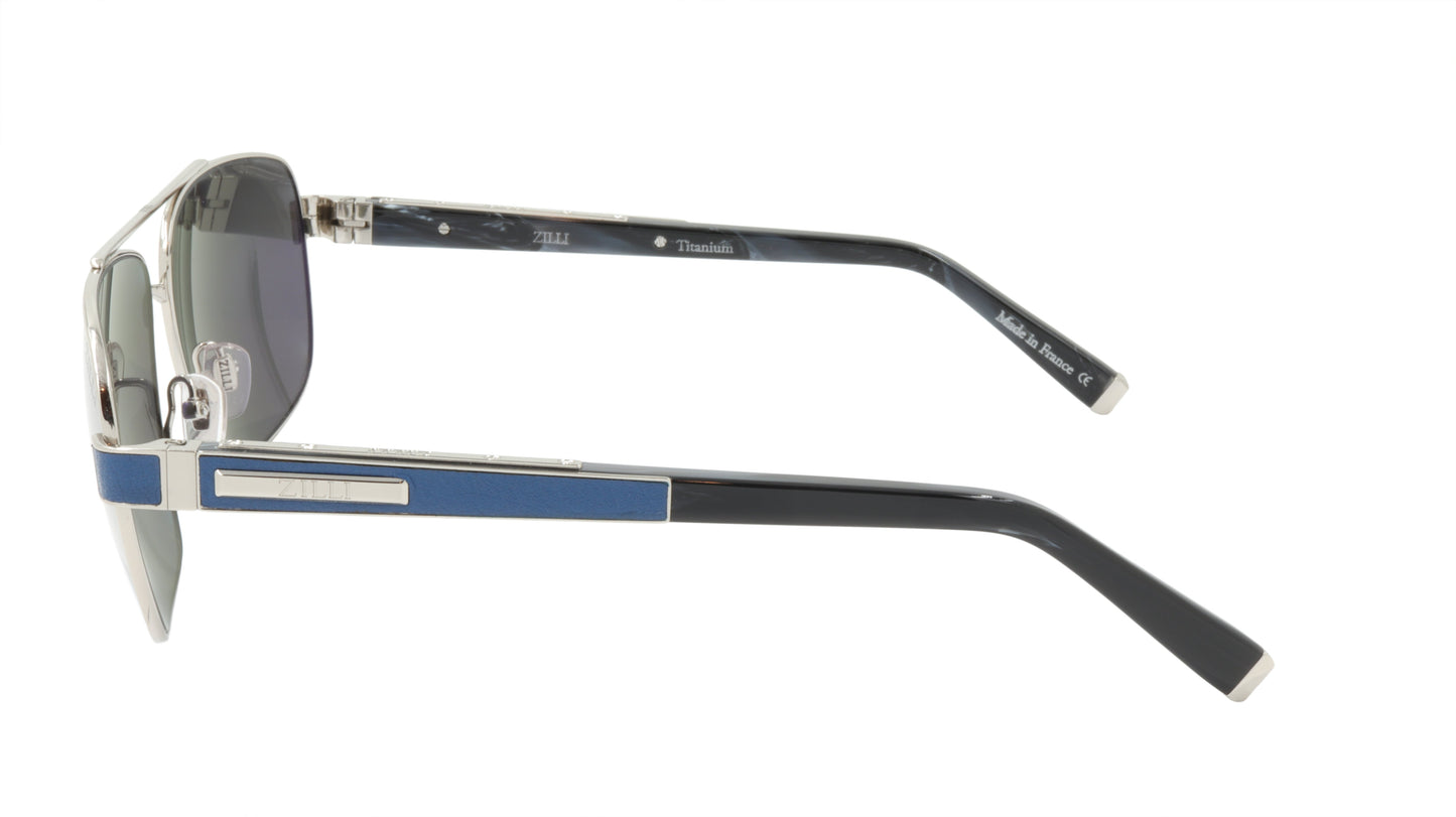 ZILLI Sunglasses Titanium Acetate Leather Polarized France Handmade ZI 65034 C03