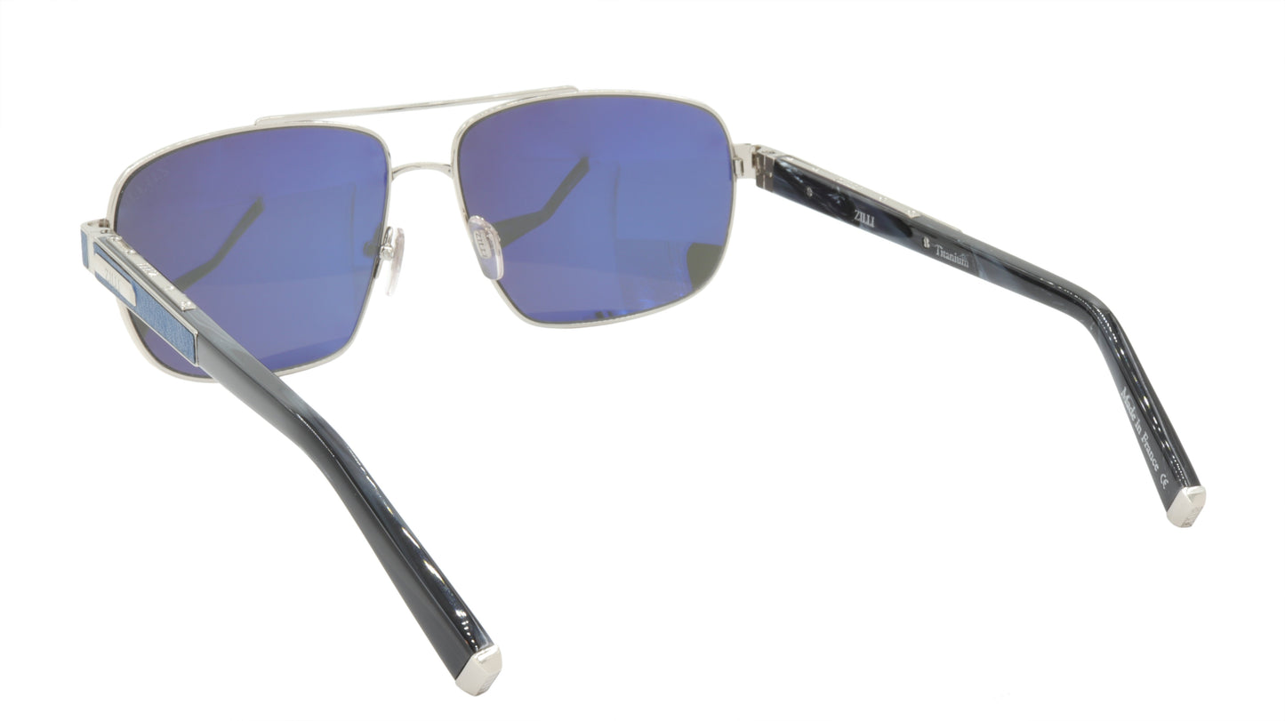 ZILLI Sunglasses Titanium Acetate Leather Polarized France Handmade ZI 65034 C03