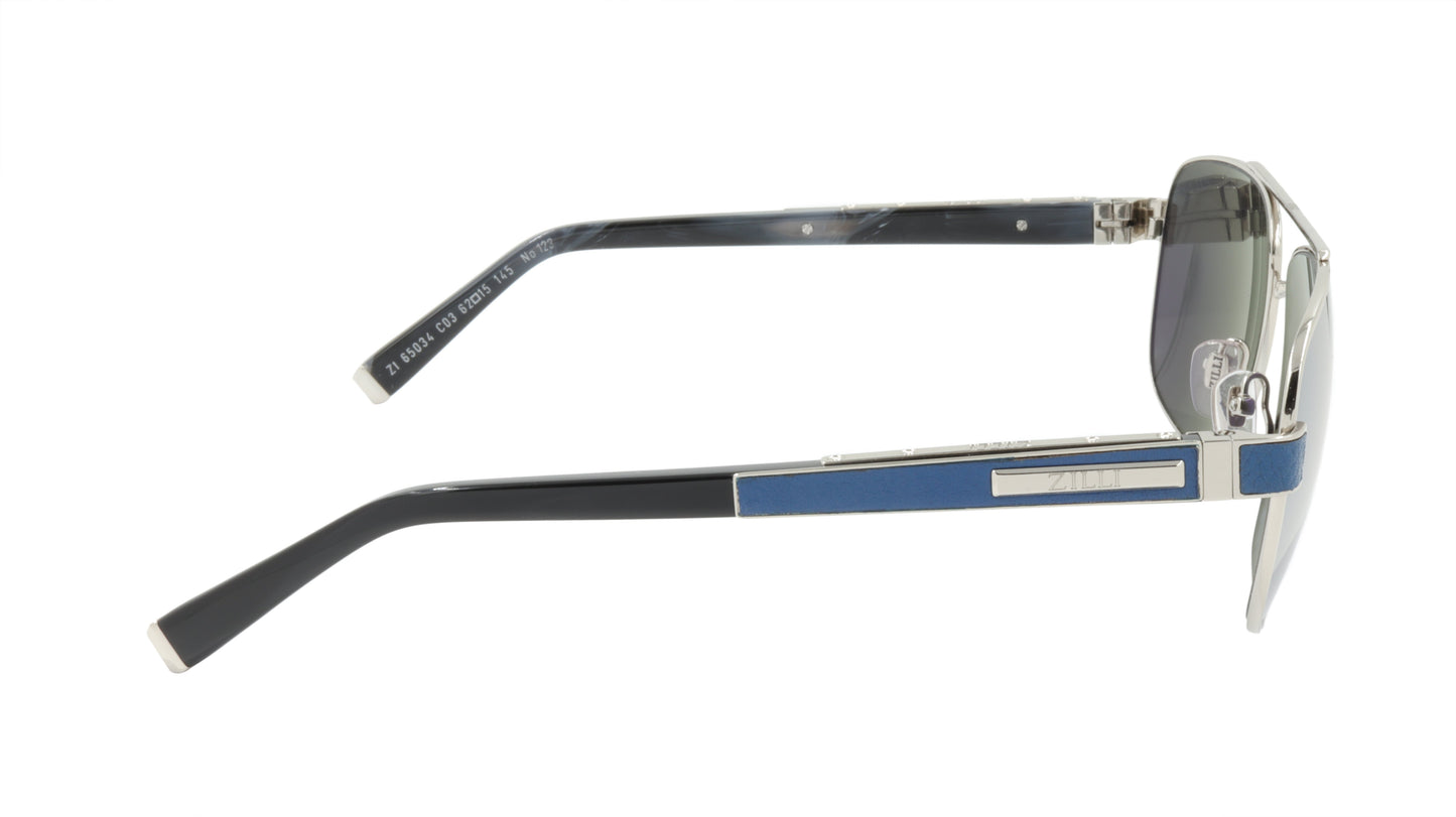 ZILLI Sunglasses Titanium Acetate Leather Polarized France Handmade ZI 65034 C03