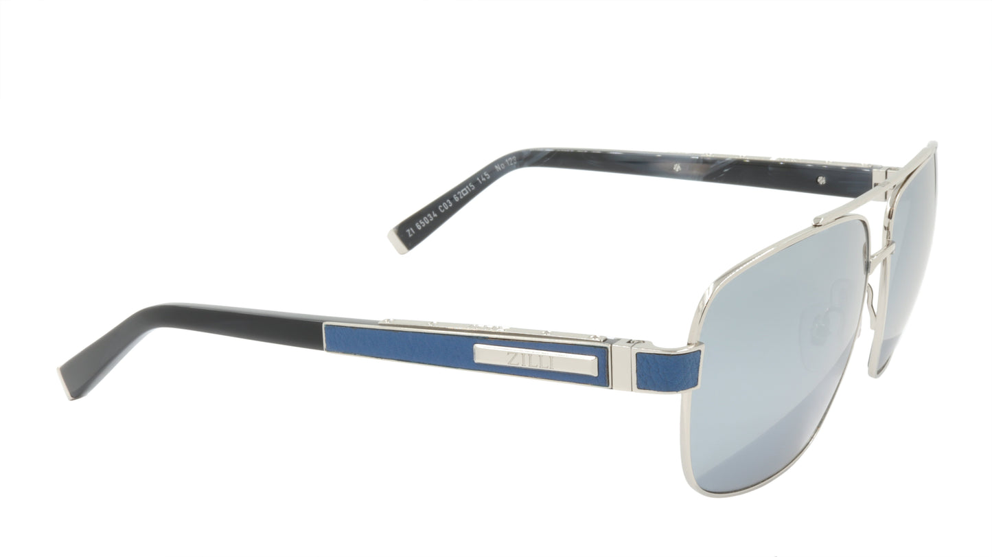 ZILLI Sunglasses Titanium Acetate Leather Polarized France Handmade ZI 65034 C03