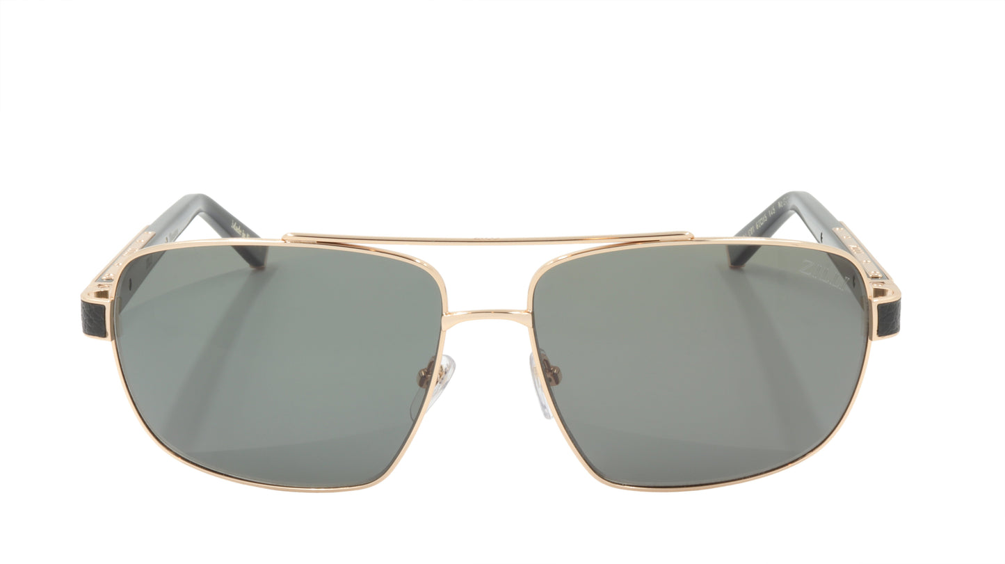 ZILLI Sunglasses Titanium Acetate Leather Polarized France Handmade ZI 65034 C01