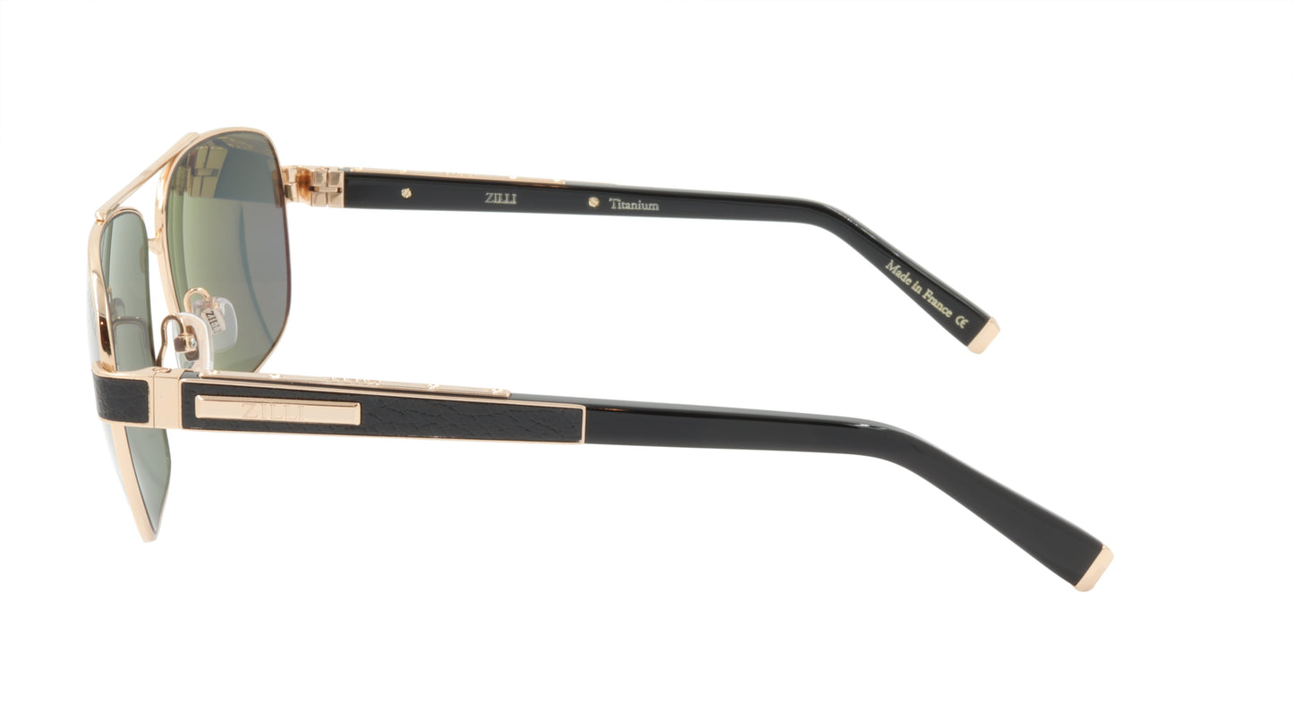 ZILLI Sunglasses Titanium Acetate Leather Polarized France Handmade ZI 65034 C01