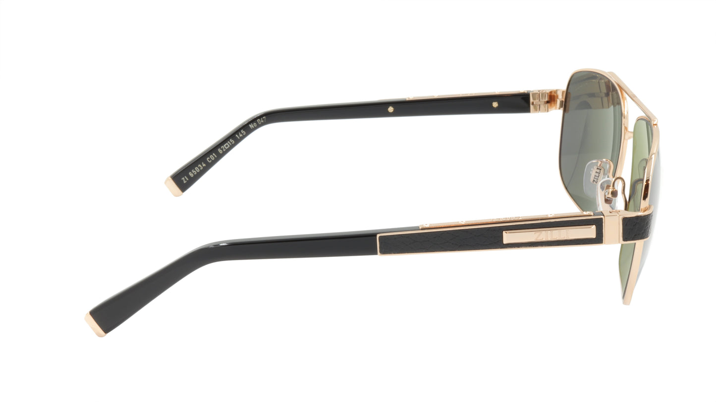 ZILLI Sunglasses Titanium Acetate Leather Polarized France Handmade ZI 65034 C01