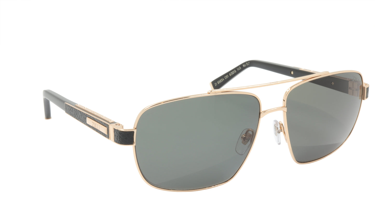 ZILLI Sunglasses Titanium Acetate Leather Polarized France Handmade ZI 65034 C01