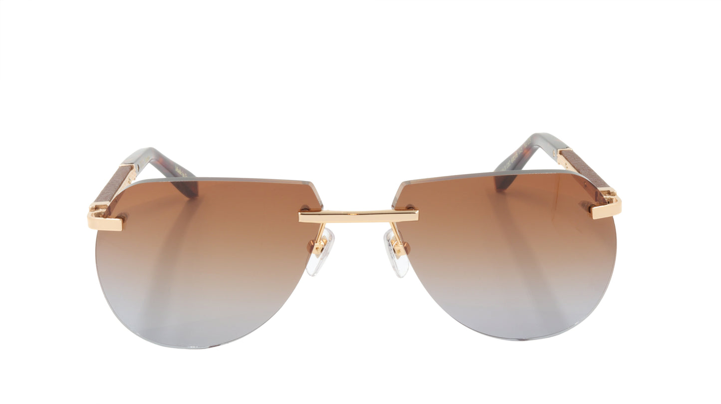 ZILLI Sunglasses Titanium Acetate Leather Gradient France Handmade ZI 65043 C02