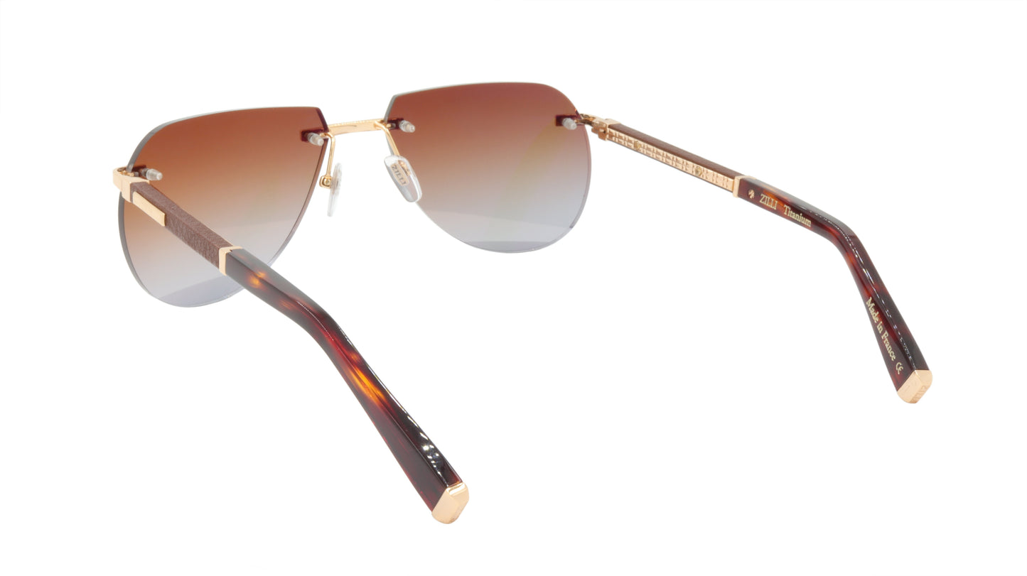 ZILLI Sunglasses Titanium Acetate Leather Gradient France Handmade ZI 65043 C02