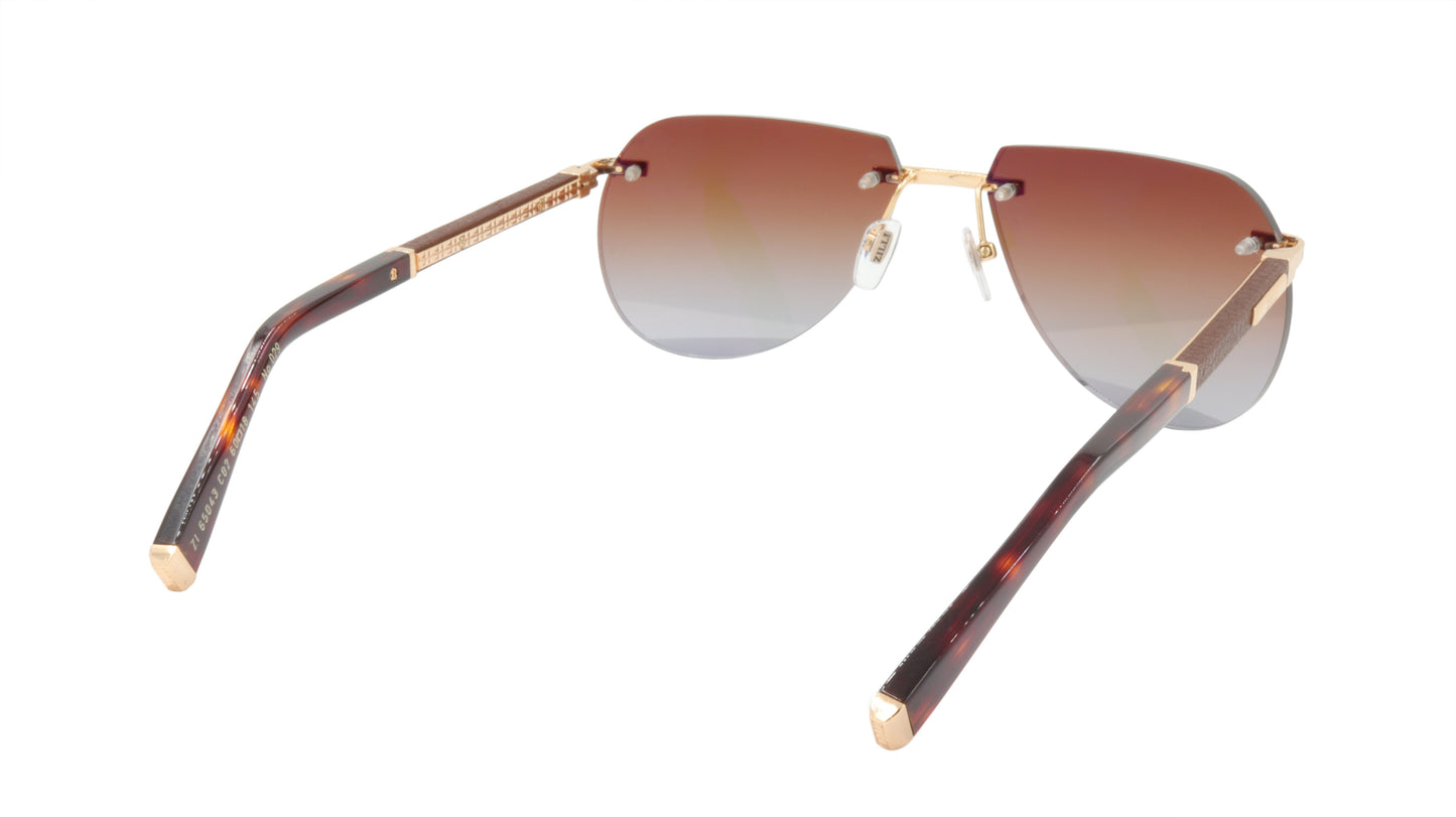 ZILLI Sunglasses Titanium Acetate Leather Gradient France Handmade ZI 65043 C02