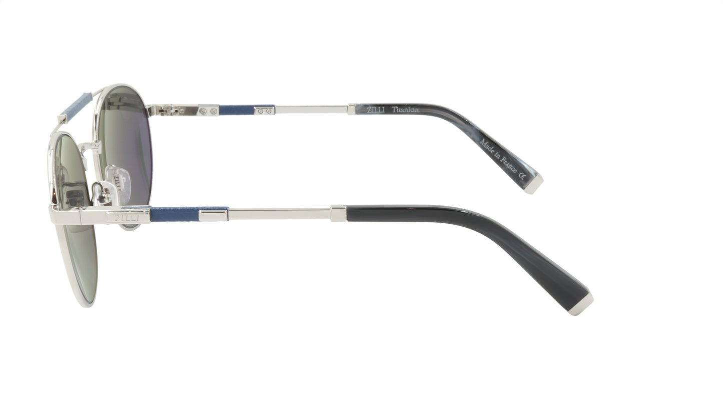 ZILLI Sunglasses Titanium Acetate Leather Polarized France Handmade ZI 65029 C03