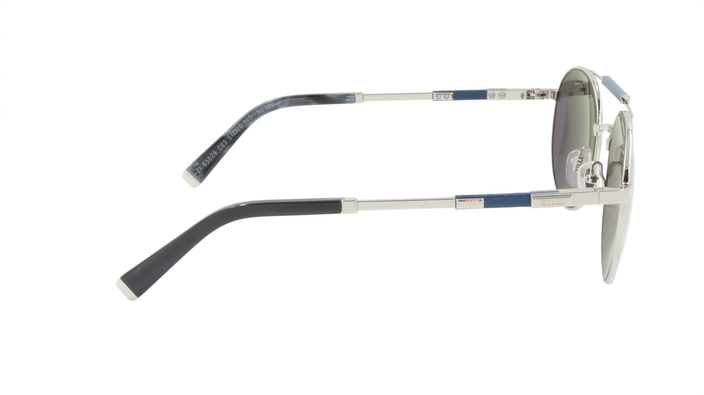 ZILLI Sunglasses Titanium Acetate Leather Polarized France Handmade ZI 65029 C03