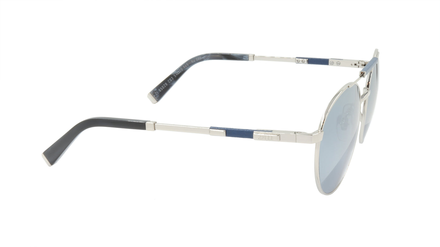 ZILLI Sunglasses Titanium Acetate Leather Polarized France Handmade ZI 65029 C03