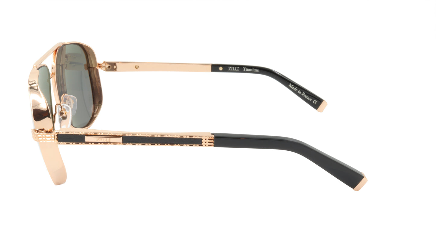 ZILLI Sunglasses Titanium Acetate Leather Polarized France Handmade ZI 65028 C01