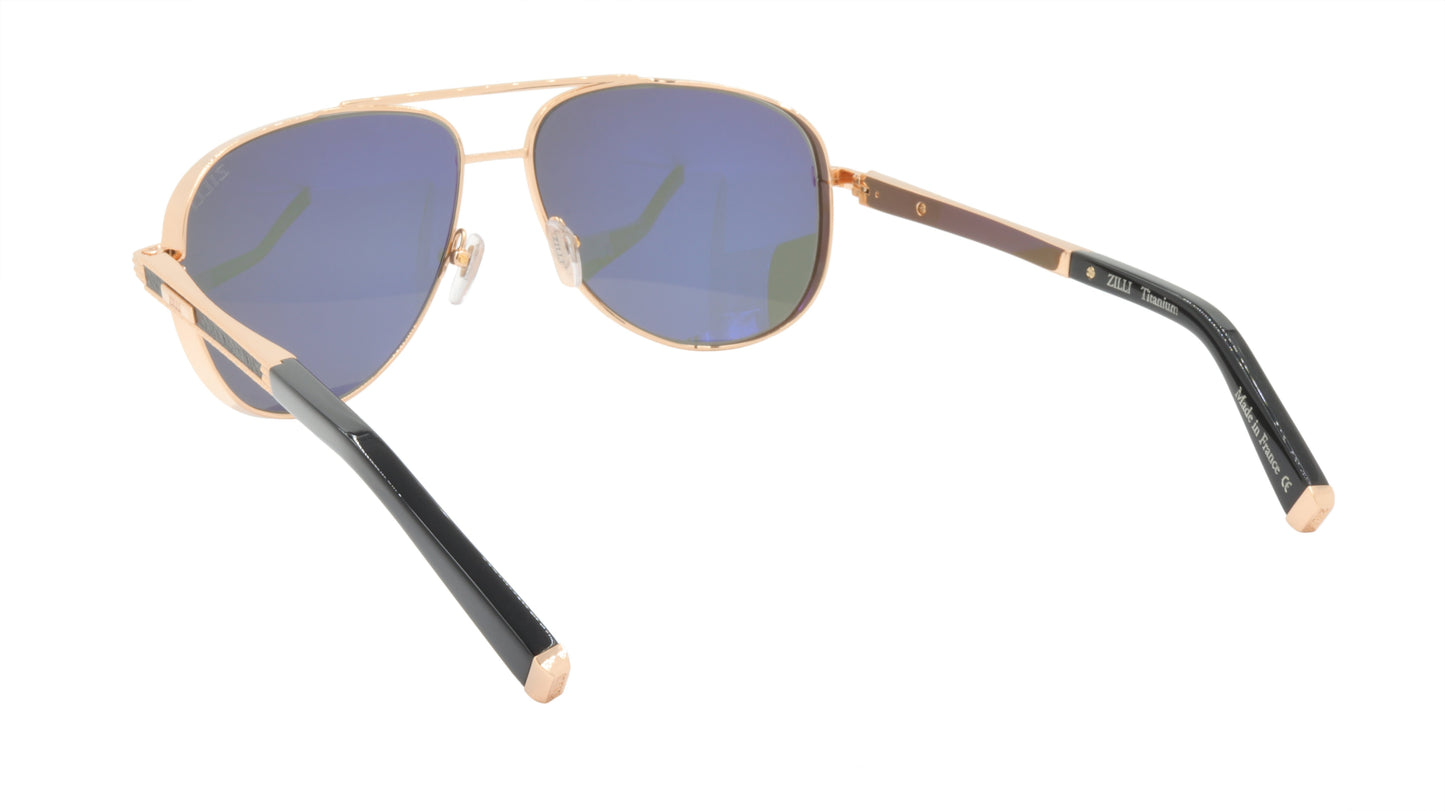 ZILLI Sunglasses Titanium Acetate Leather Polarized France Handmade ZI 65028 C01