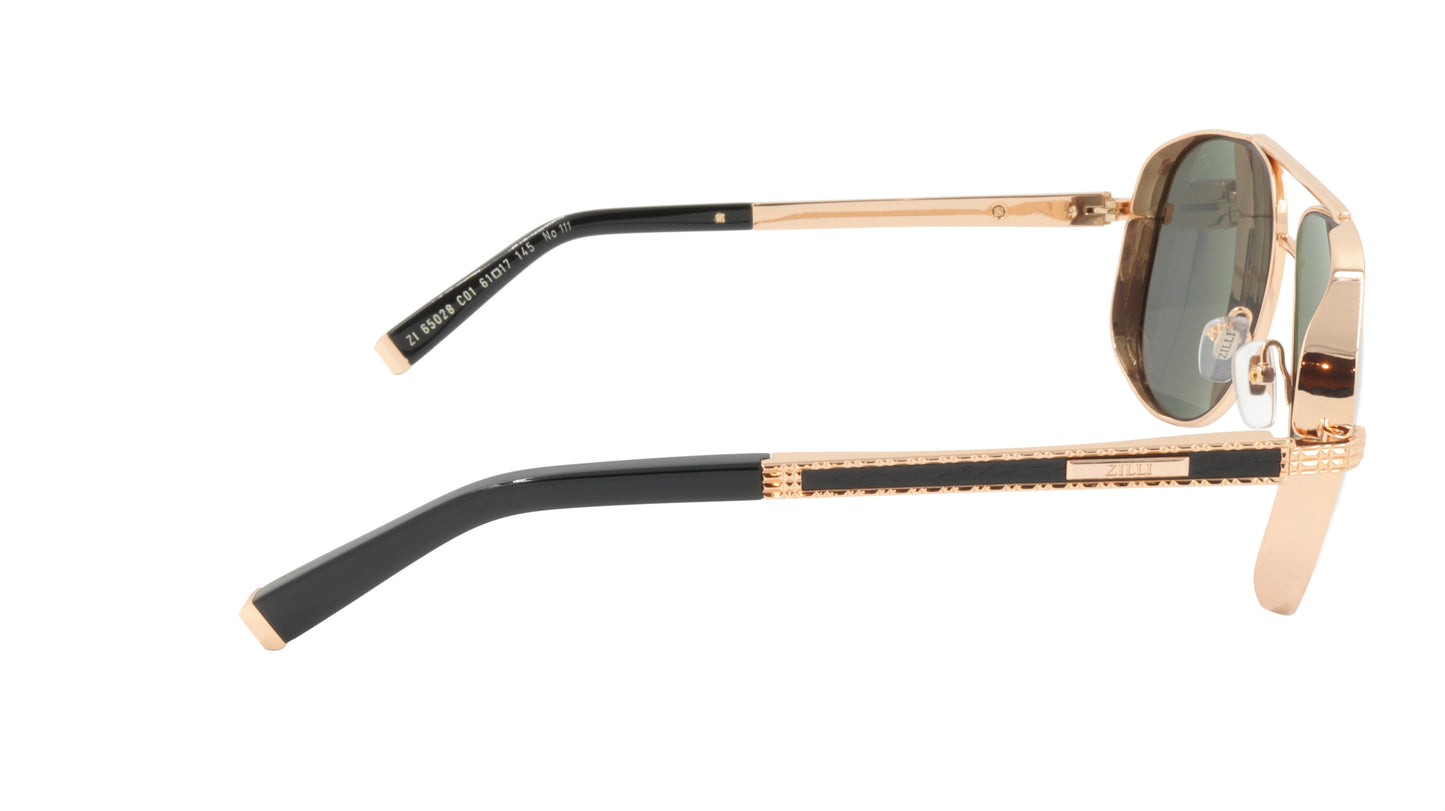 ZILLI Sunglasses Titanium Acetate Leather Polarized France Handmade ZI 65028 C01