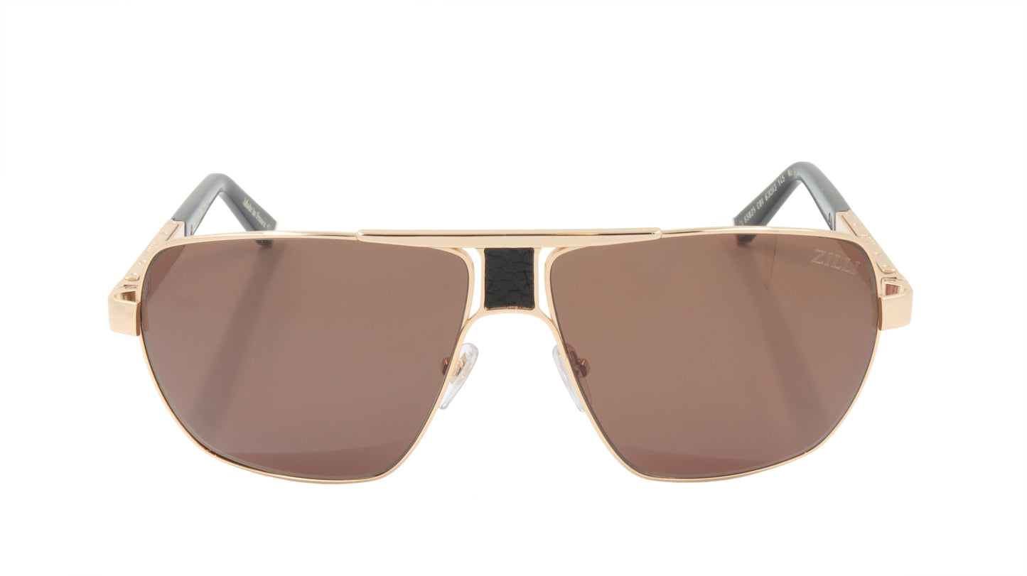 ZILLI Sunglasses Titanium Acetate Leather Polarized France Handmade ZI 65035 C01