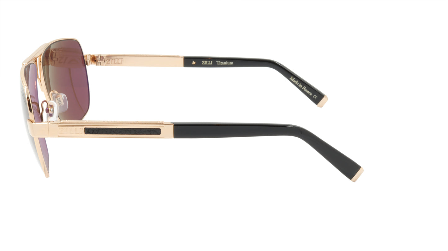 ZILLI Sunglasses Titanium Acetate Leather Polarized France Handmade ZI 65035 C01