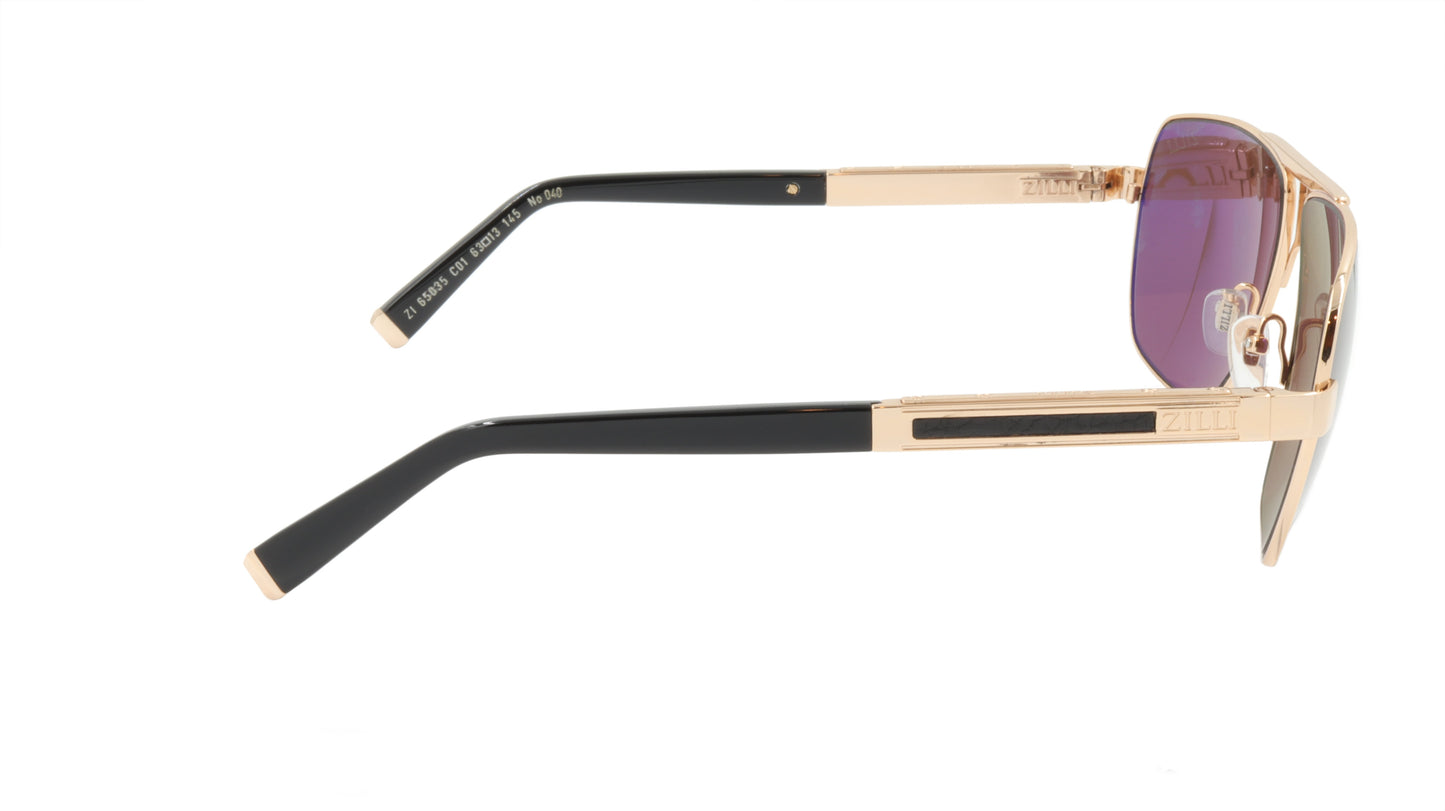 ZILLI Sunglasses Titanium Acetate Leather Polarized France Handmade ZI 65035 C01