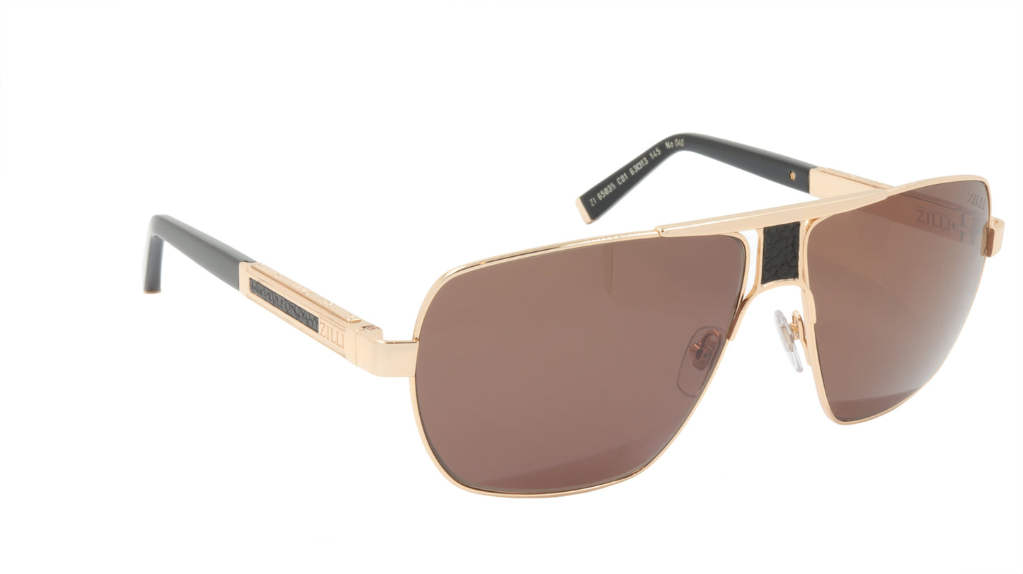 ZILLI Sunglasses Titanium Acetate Leather Polarized France Handmade ZI 65035 C01