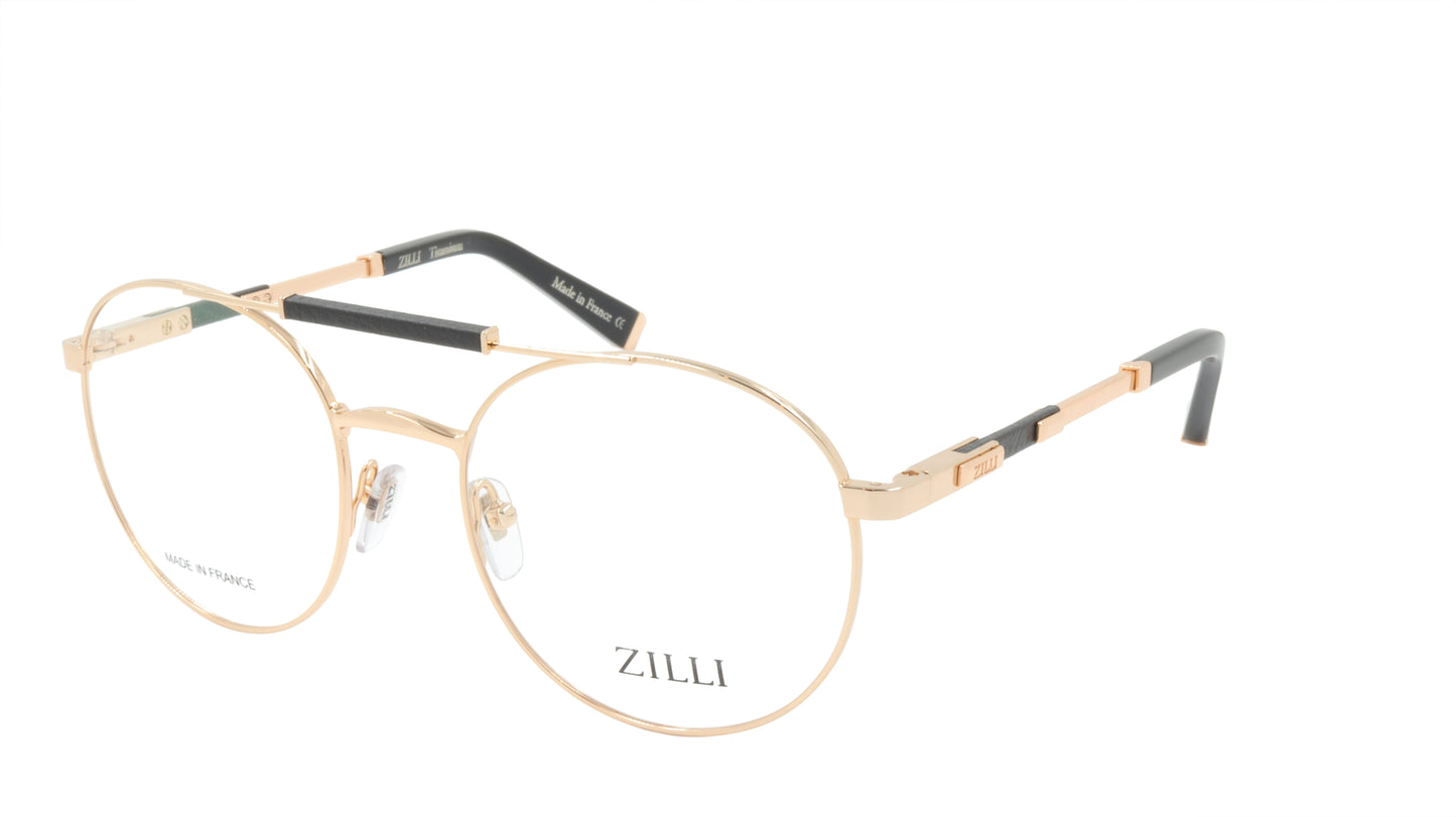 ZILLI Eyeglasses Frame Titanium Acetate Leather France Made ZI 60037 C01