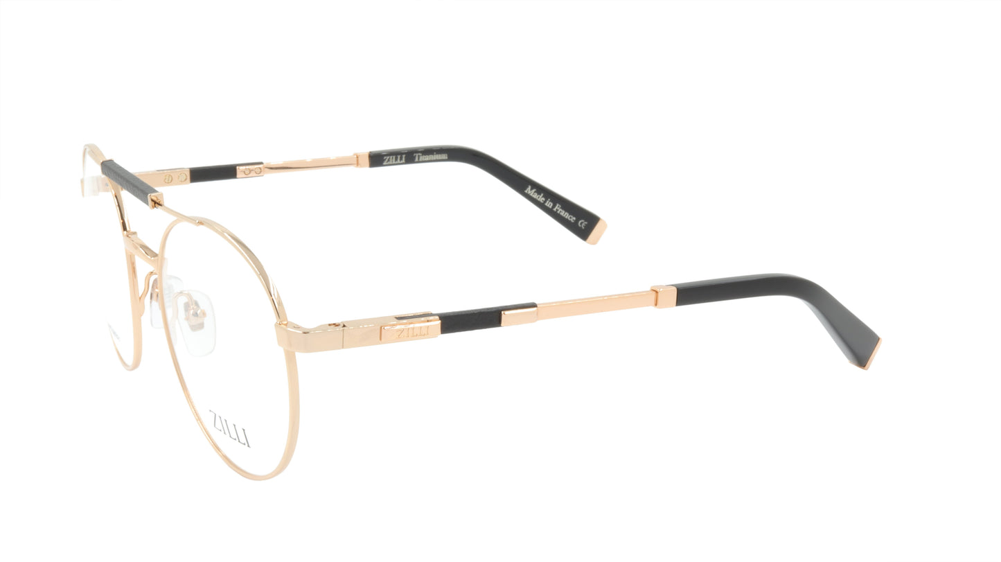 ZILLI Eyeglasses Frame Titanium Acetate Leather France Made ZI 60037 C01