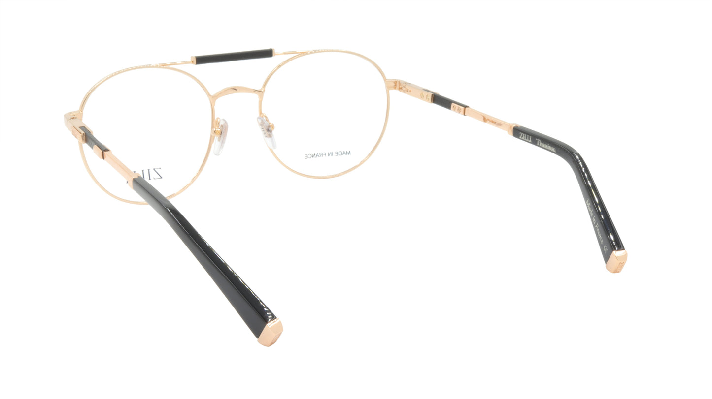 ZILLI Eyeglasses Frame Titanium Acetate Leather France Made ZI 60037 C01