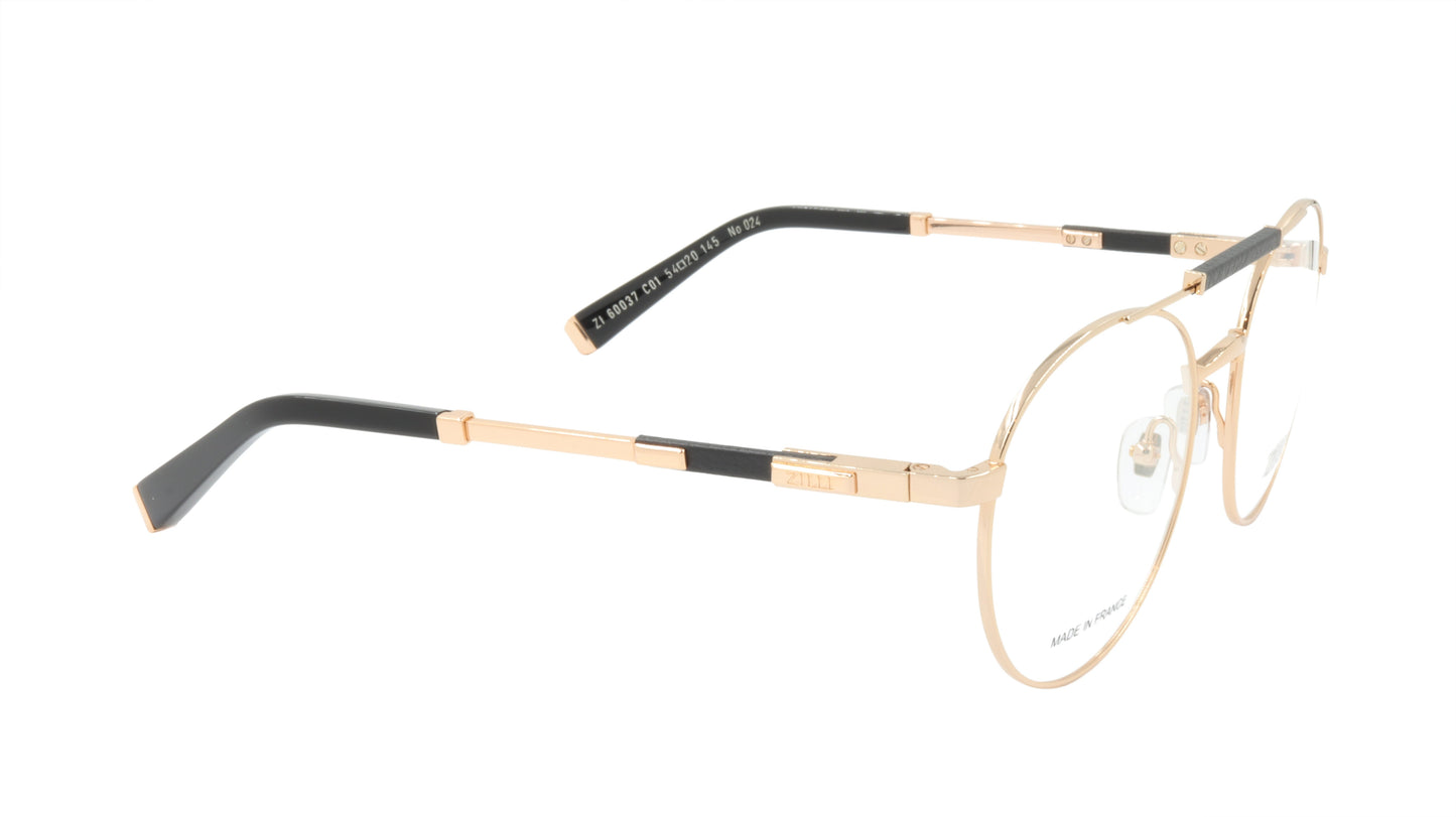 ZILLI Eyeglasses Frame Titanium Acetate Leather France Made ZI 60037 C01