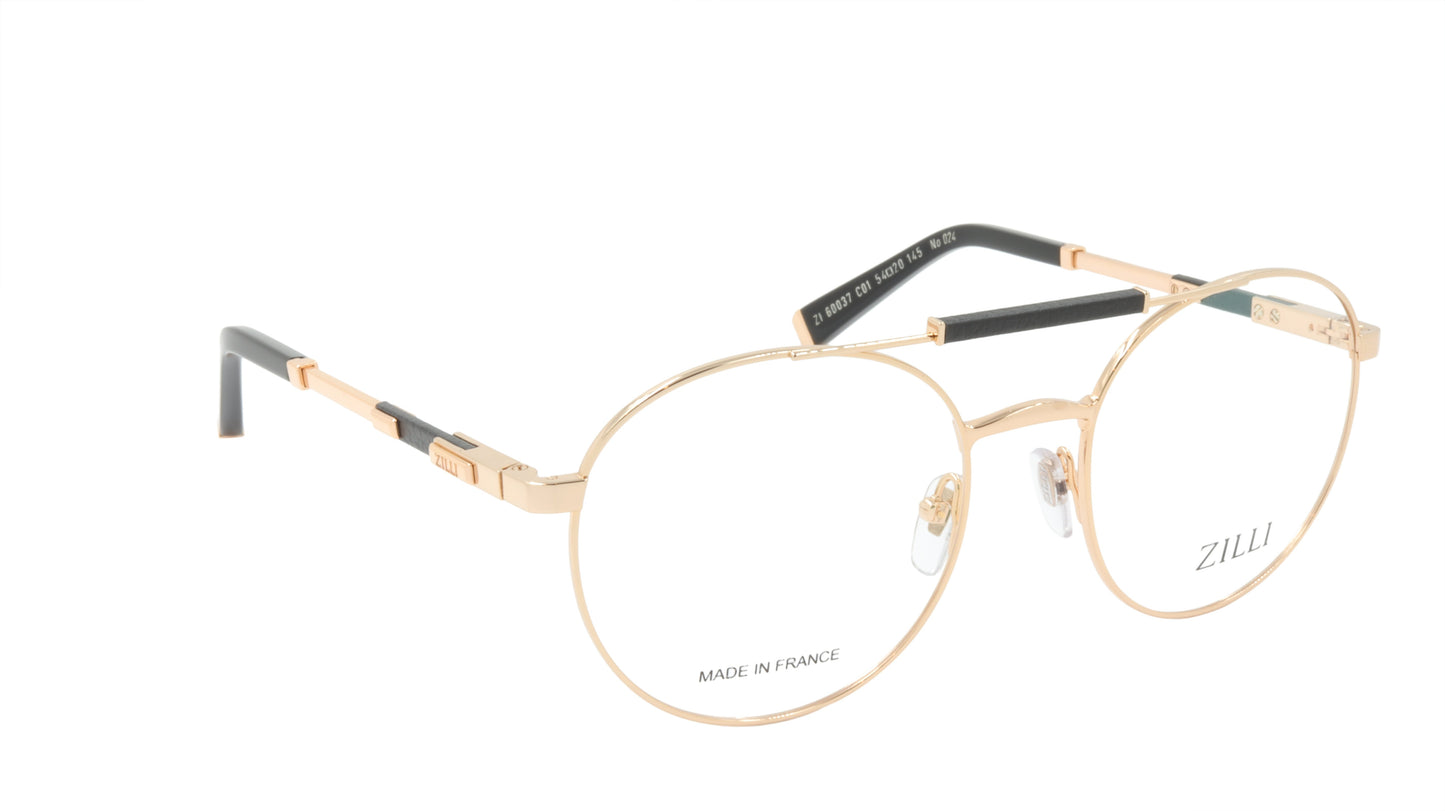 ZILLI Eyeglasses Frame Titanium Acetate Leather France Made ZI 60037 C01