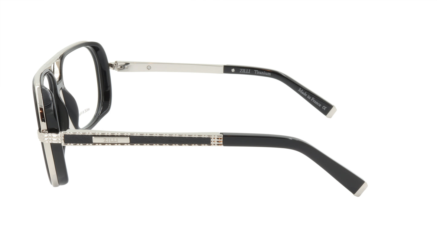 ZILLI Eyeglasses Frame Titanium Acetate Leather France Made ZI 60044 C06