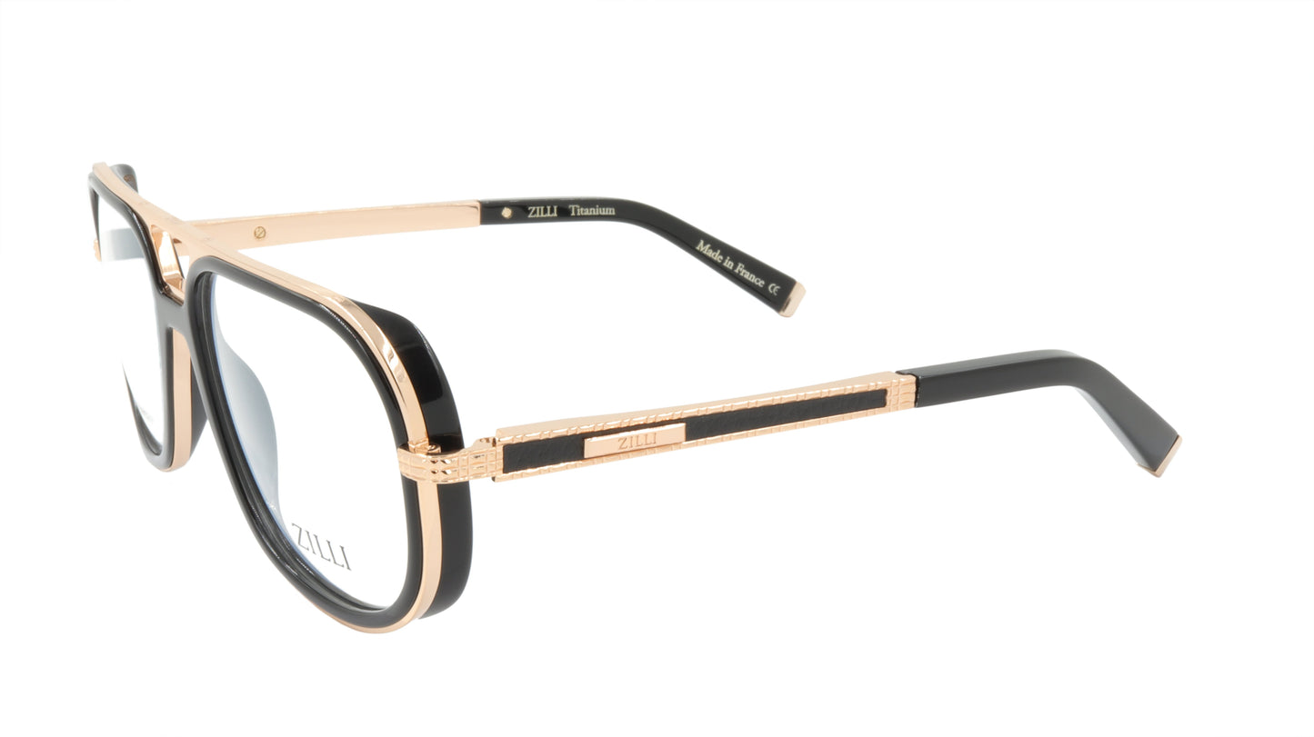 ZILLI Eyeglasses Frame Titanium Acetate Leather France Made ZI 60044 C01