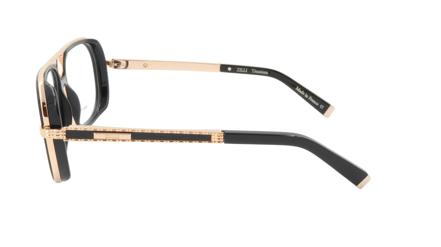 ZILLI Eyeglasses Frame Titanium Acetate Leather France Made ZI 60044 C01