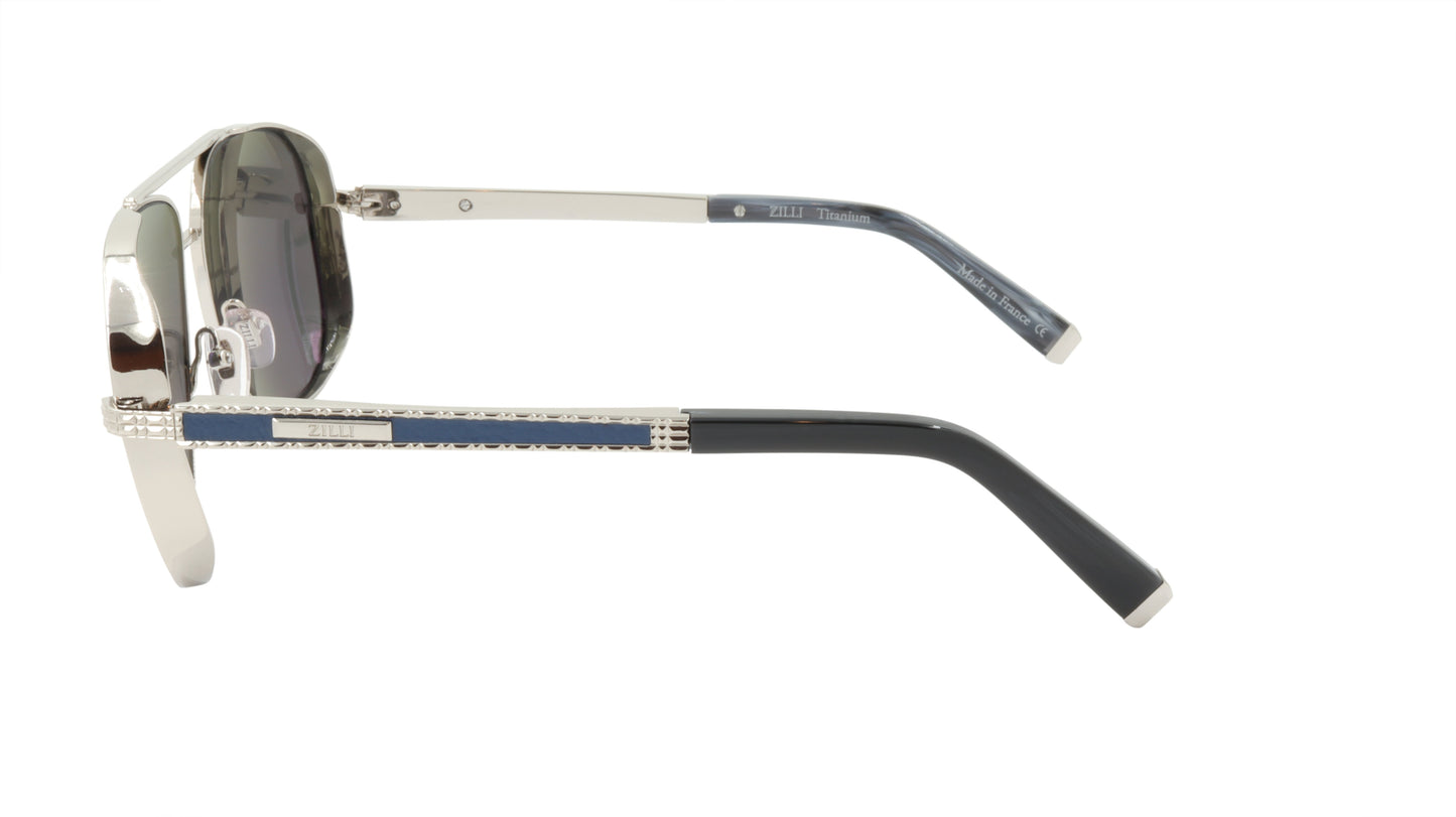 ZILLI Sunglasses Titanium Acetate Leather Polarized France Handmade ZI 65028 C06