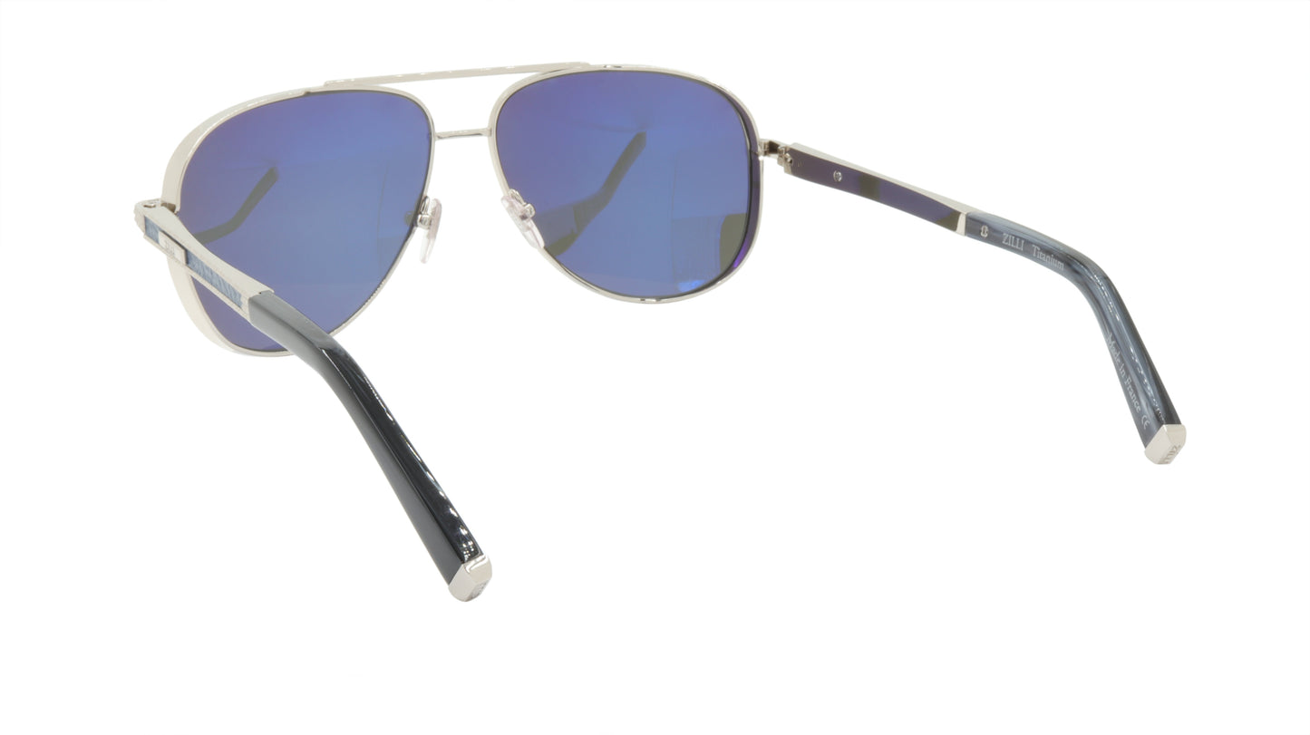 ZILLI Sunglasses Titanium Acetate Leather Polarized France Handmade ZI 65028 C06