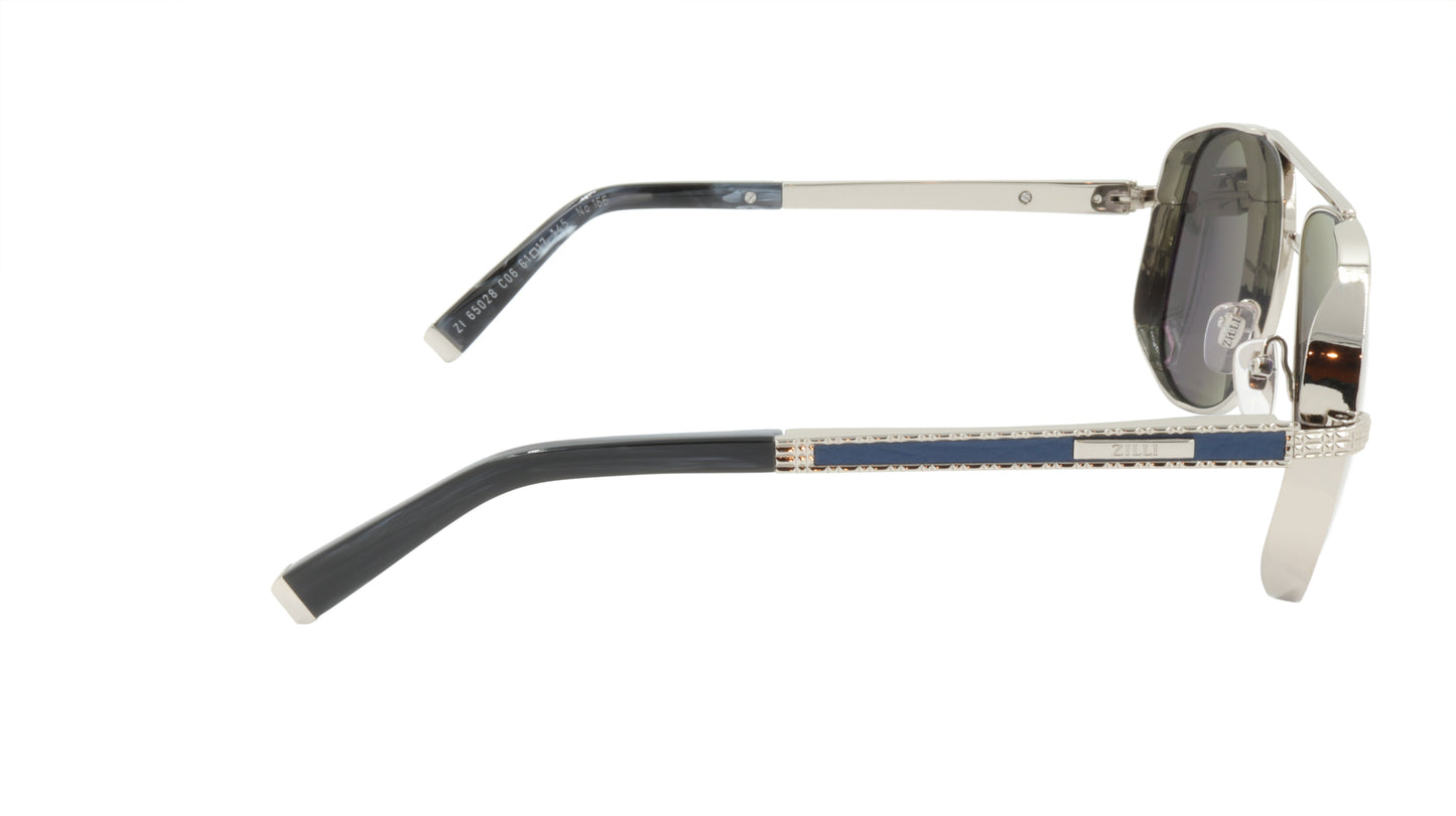 ZILLI Sunglasses Titanium Acetate Leather Polarized France Handmade ZI 65028 C06