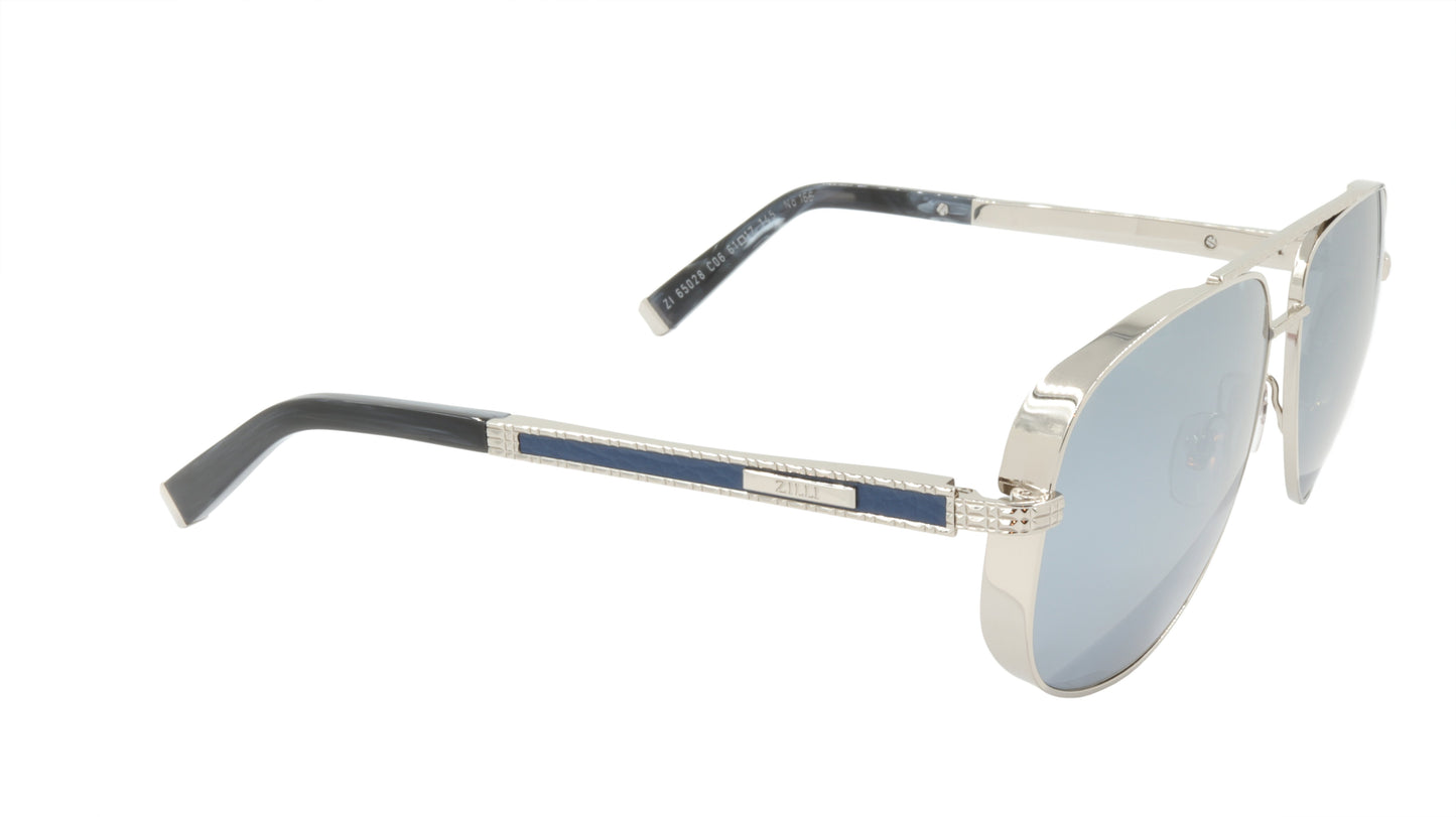 ZILLI Sunglasses Titanium Acetate Leather Polarized France Handmade ZI 65028 C06
