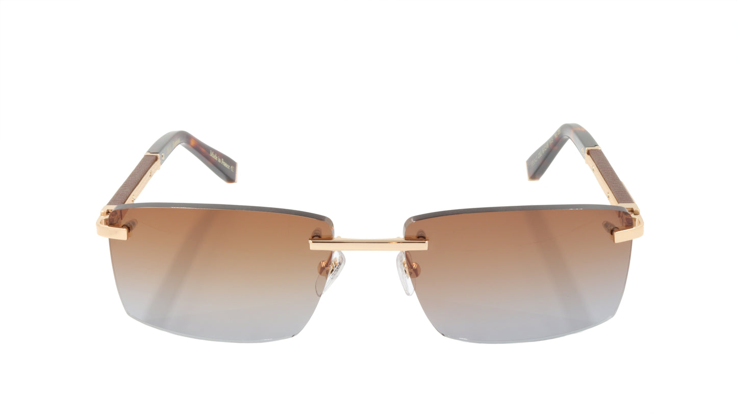 ZILLI Sunglasses Titanium Acetate Leather Gradient France Handmade ZI 65042 C02