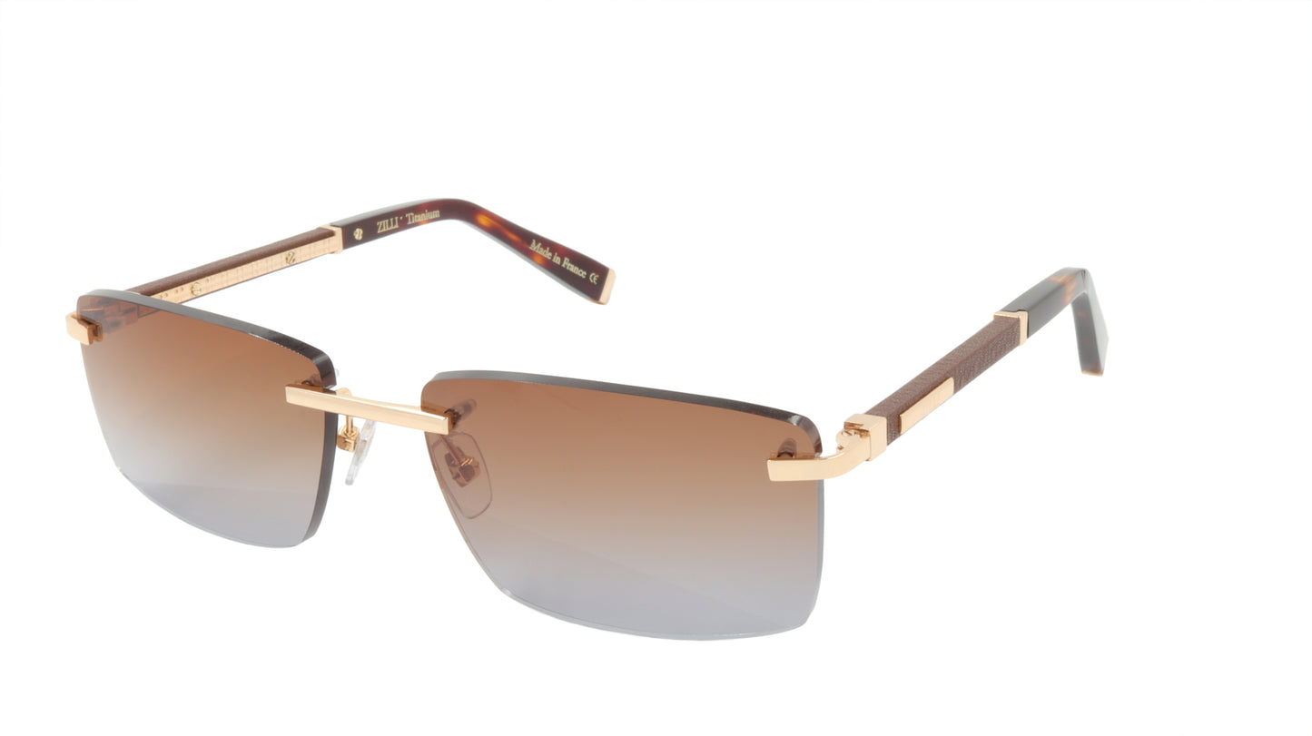 ZILLI Sunglasses Titanium Acetate Leather Gradient France Handmade ZI 65042 C02
