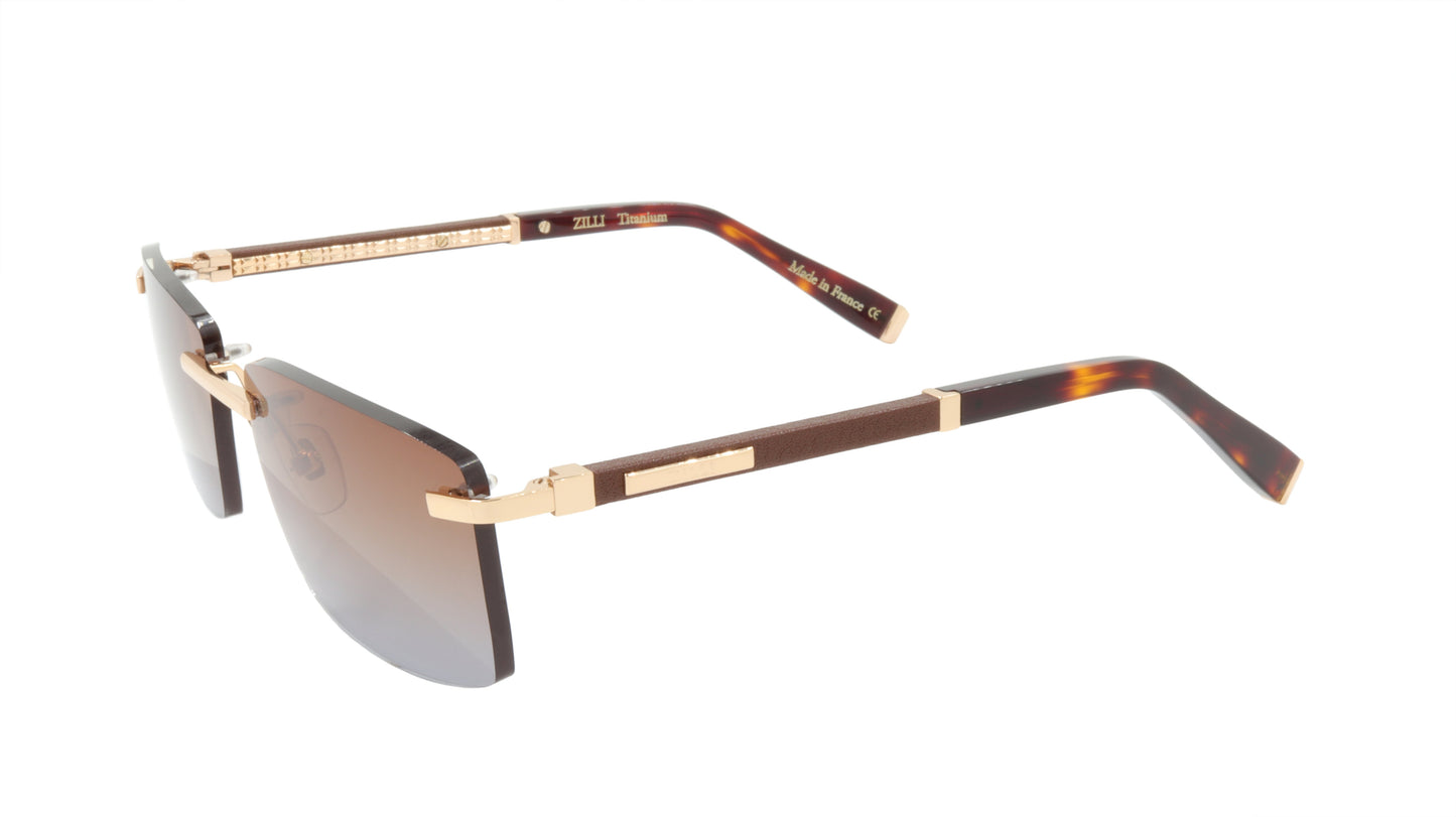 ZILLI Sunglasses Titanium Acetate Leather Gradient France Handmade ZI 65042 C02