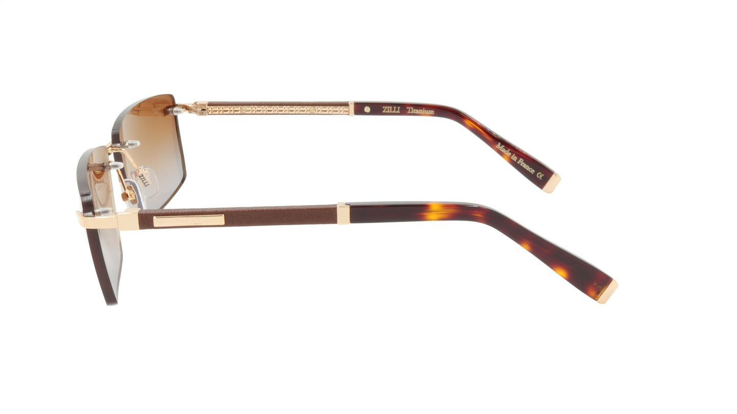 ZILLI Sunglasses Titanium Acetate Leather Gradient France Handmade ZI 65042 C02