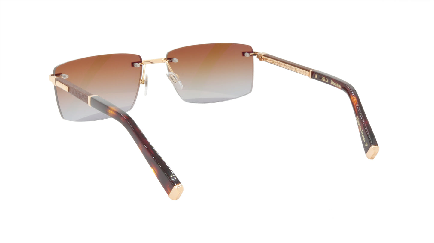 ZILLI Sunglasses Titanium Acetate Leather Gradient France Handmade ZI 65042 C02